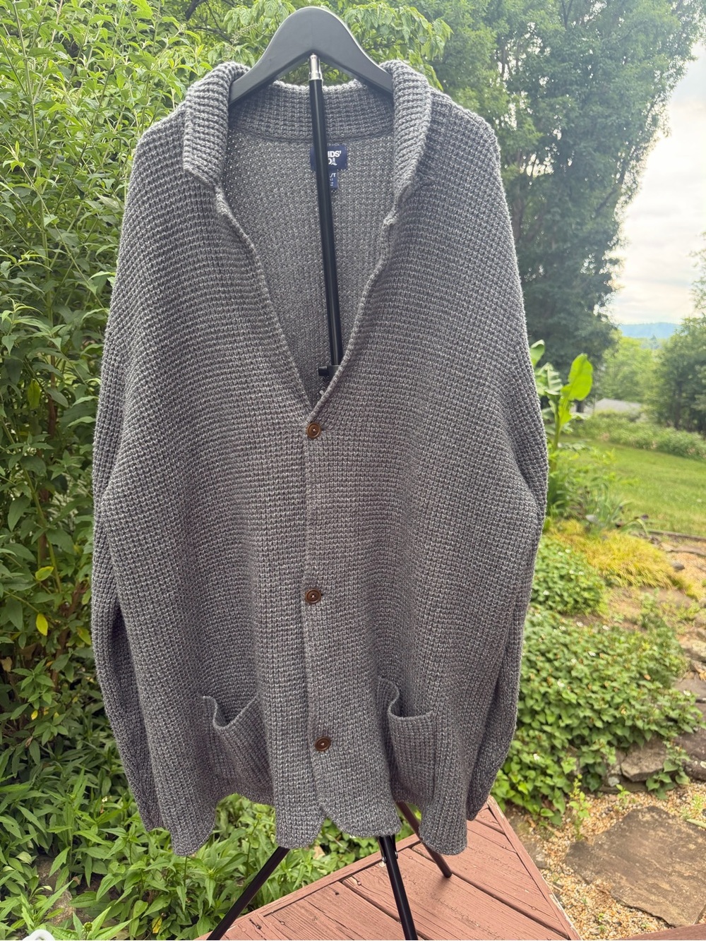 Land’s End Men's Gray Shawl Collar Cardigan Sweater- Size XXL Tall